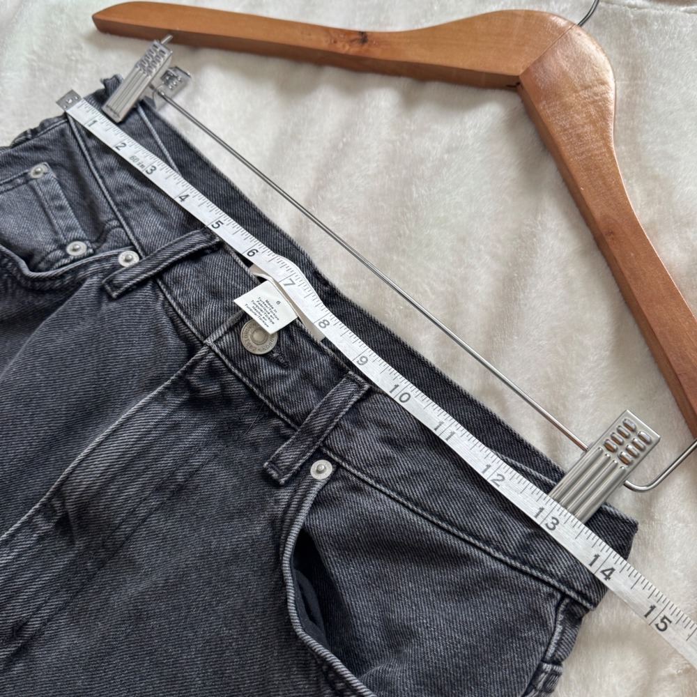 COS Denim Midi Skirt 6 Washed Black Grey High Waisted Front Slit Minimalist - Picture 3 of 12